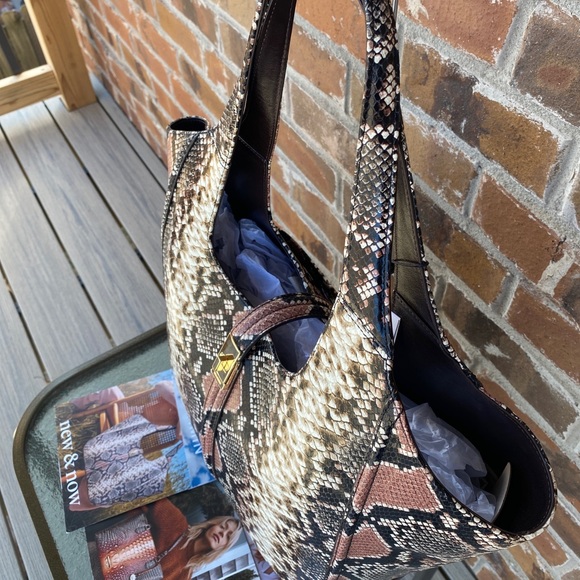 NWT Brahmin Carla Tea Rose Evita Snakeskin Python - Picture 9 of 9